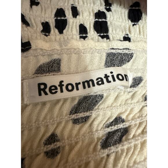 Reformation Reign White Black Polka Dots Long Sleeve Corset Bustier Crop Top 8 - Picture 4 of 5